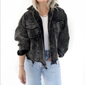 Distressed cotton corduroy jacket